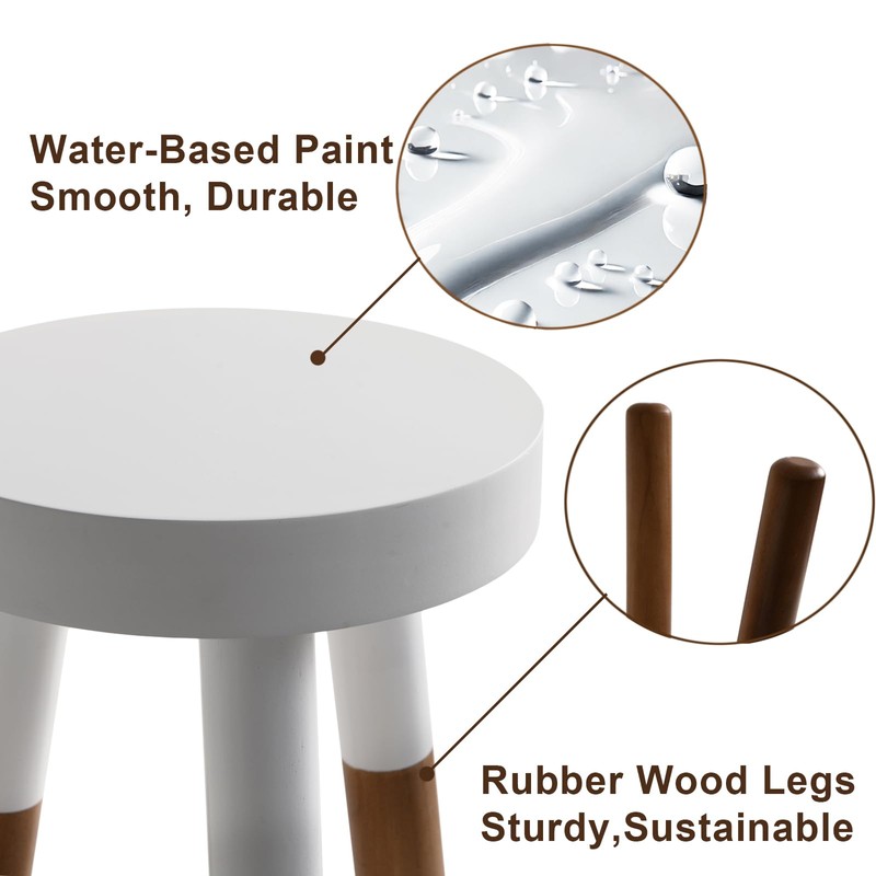 LitaEther 9" Rubber Wood Plant Stool, Wood Accent Stool, Reverse