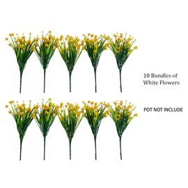Ribiliwer 10 Bundles Faux Plastic Flowers No Fade Artificial Flowers Home Decoration Plastic Shrubs Plants Garden Porch Window Box Yellow Flowers Artificial for Decoration