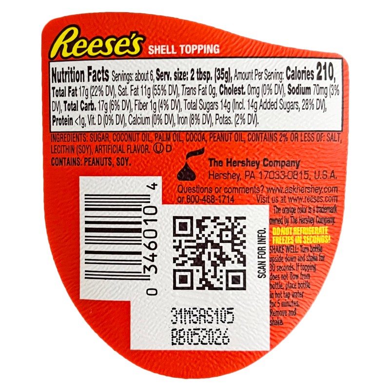 Reese's Peanut Butter Shell Topping,7.25-Ounce Bottle (Pack of 3)