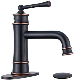 Antique Brass Bathroom Faucet Single Handle, Oil Rubbed Bronze Bathroom Faucet 1 or 3 Hole, Bathroom Sink Faucet with Pop Up Drain Supply Hose for Vanity Lavatory RV Farmhouse(L2301-ORB)