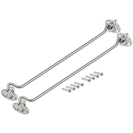 ZiYuya Hook and Eye Latch, Stainless Steel Gate Hook Cabin Hook Lock, Hook Eye Latch Door Lock Hook Lock Latch for Wooden Gates Window Brace Gate Door Catch (Silver, 2 Pack, 12 Inch)