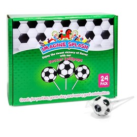 Soccer Ball Candy Lollipops – Pack of 24 – Cherry Flavored, Individually Wrapped Candy for Kids – Fun Party Favors & Game Day Treats