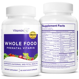 Whole Food Prenatal Vitamins (120 Capsules) Natural Support for Maternal and Fetal Health, Prenatal Multivitamin for Women with Choline, B Vitamins and More, Vegan, No Soy, Gluten or Dairy