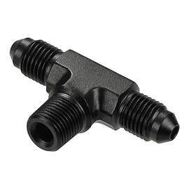 EVIL ENERGY 3AN Tee Male Flare to 1/8 NPT on Side Branch T Fitting Adapter Aluminum Black
