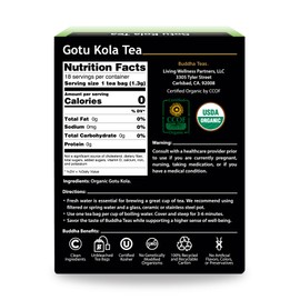 Buddha Teas Organic Gotu Kola Tea - OU Kosher, USDA Organic, CCOF, 18 Bleach-Free Tea Bags