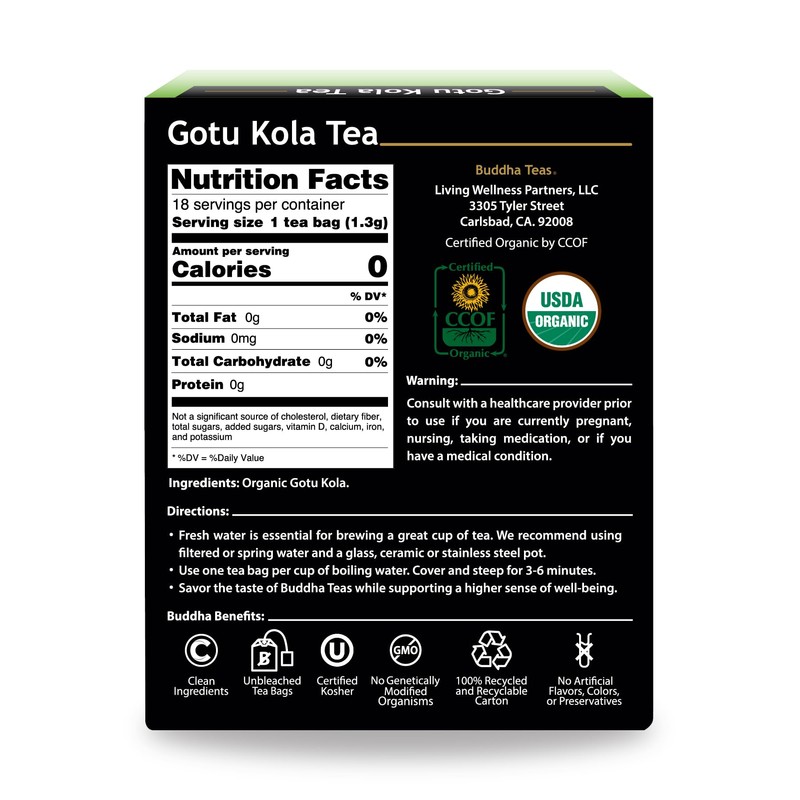 Buddha Teas Organic Gotu Kola Tea - OU Kosher, USDA