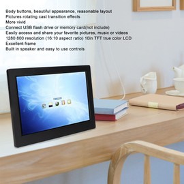 Digital LCD Photo Frame - 1280 x 800 IPS Full Screen Electronic 10 Inch Photo Album with Remote Control Support Clock Calendar Timer Background Music 16:10
