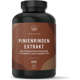 Pine Bark Extract Capsules High Dose – 660 mg for 180 Days – Pine Bark Extract with 32% OPC + Natural Vitamin C – Premium: French Sea Pine – No Additives TRUE NATURE®