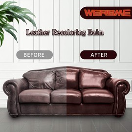 WERBME Leather Recoloring Balm & Color Restorer - 10 OZ Multipurpose Dye & Paint for Faded Leather Couches, Car Seats, Shoes | Fix Scratches on Clothing, Furniture & Accessories(Black Brown)