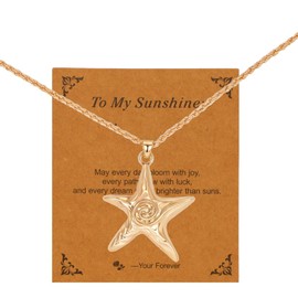 Warmhope Trendy Twisted Starfish Pendant Necklace for Women Stainless Steel Ocean Jewelry with Sparkling Crystal Perfect Summer Beach Vacation Gifts Idea for Her