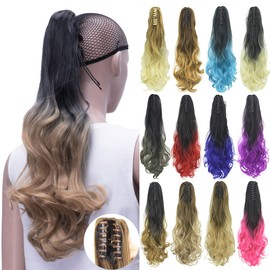 IMISSU Curly Ombre Color Claw Ponytail Hair Extensions Pony Tail Clip in Hairpiece (Ombre Copper)