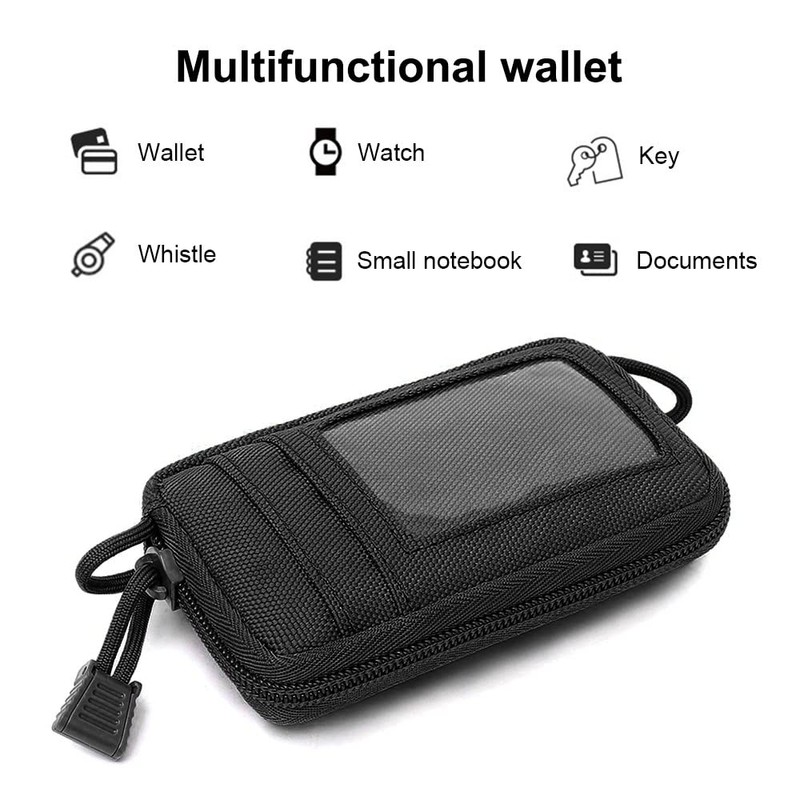 EDC Purse, Tactical Card Holder, Waterproof Change Compartment, Wallet with