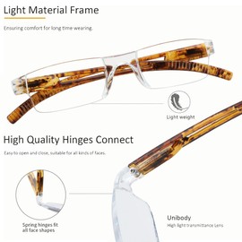 LAMBBAA 2 Pack Reading Glasses, Blue Light Blocking Computer Reading Glasses for Women and Men, Anti Glare Lightweight Readers(Tortoise,+1.50)