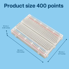 MMOBIEL 1pcs Solderless PCB Breadboard Prototype Circuit Board – 1x400 Point -Compatible with DIY Arduino, Raspberry Pi 2/3 / 4/5 Projects Proto Shield Distribution - Connecting Blocks
