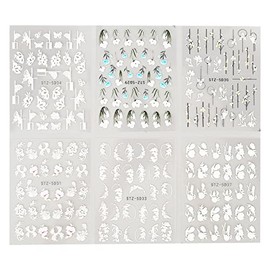 Calcomanía para Decoración de Uñas, Patrón Floral 5D, Autoadhesiva en Relieve 3D, Calcomanía para Decoración de Uñas para Salón de Uñas en Casa, 6 Hojas para Diseños de Uñas para Mujeres Y Niñas