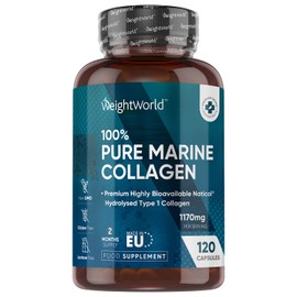 Pure Marine Collagen Capsules - 1170mg High Strength Collagen Supplement – 120 Type1 Hydrolysed Collagen Capsules - Collagen Supplements for Skin, Hair & Joints – Unflavoured & Odourless - Made in EU