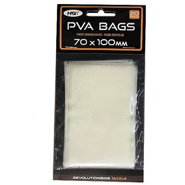 20 x NGT Carp Coarse Fishing Tackle Solid PVA Bags Fast Dissolving Choose Size 70X100mm 70X200mm 100X130mm (70X100mm)