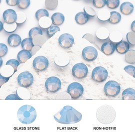 Novani 3000 Pieces Flatback Rhinestones Glass Round Gems Blue Opal Crystals for Nail Art DIY Crafts Clothes Shoes,SS6,1.9-2.0mm