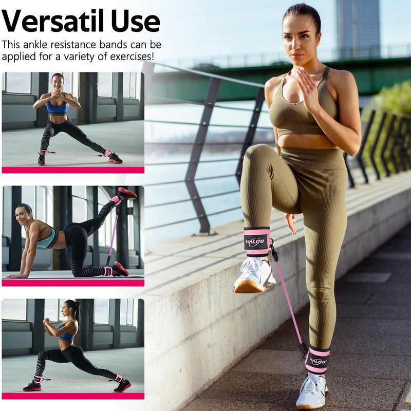 WALITO Ankle Resistance Bands with Cuffs, Ankle Bands for Working