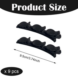 9 PCS Flocking Braided Hair Clips Double Layer Side Hair Clip Vintage Duckbill Clip Three Flower Twist Plait Hair Clip Hairpin for Women Girls Hair Styling Sectioning (Black)