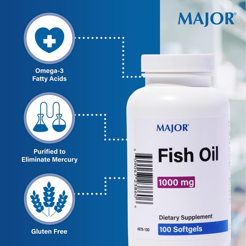 Major Fish Oil Cholesterol Free 1000MG 100 Soft Gels