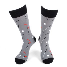 Urban Peacock Men's Novelty Fun Crew Socks Sports Food Themes (Golf - Grey with Black, 2 Pair)