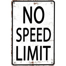 Boys Gifts Retro Tin Sign No Speed Limit Sign for Boys Room Man Cave Garage Bedroom Vintage Style Wall Art Decor 8 x 12 Inch