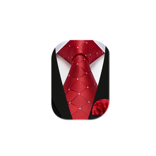 Enlision Red Ties for Men Wedding Ties and Pocket Square