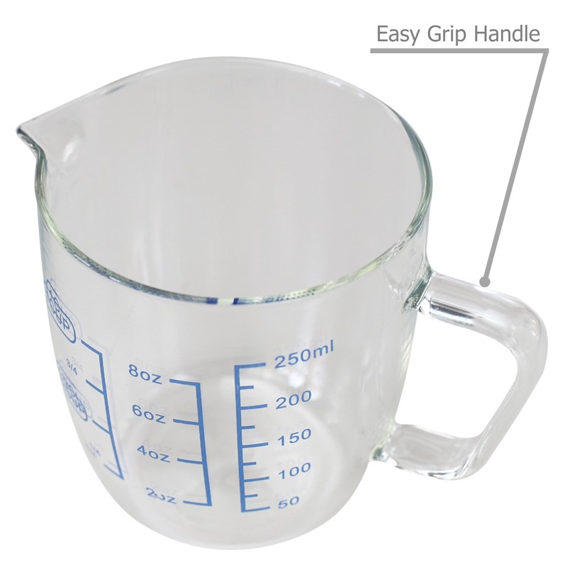 EIKS 9oz/250ml Glass Measuring Cups Coffee Milk Frothing Pitcher for