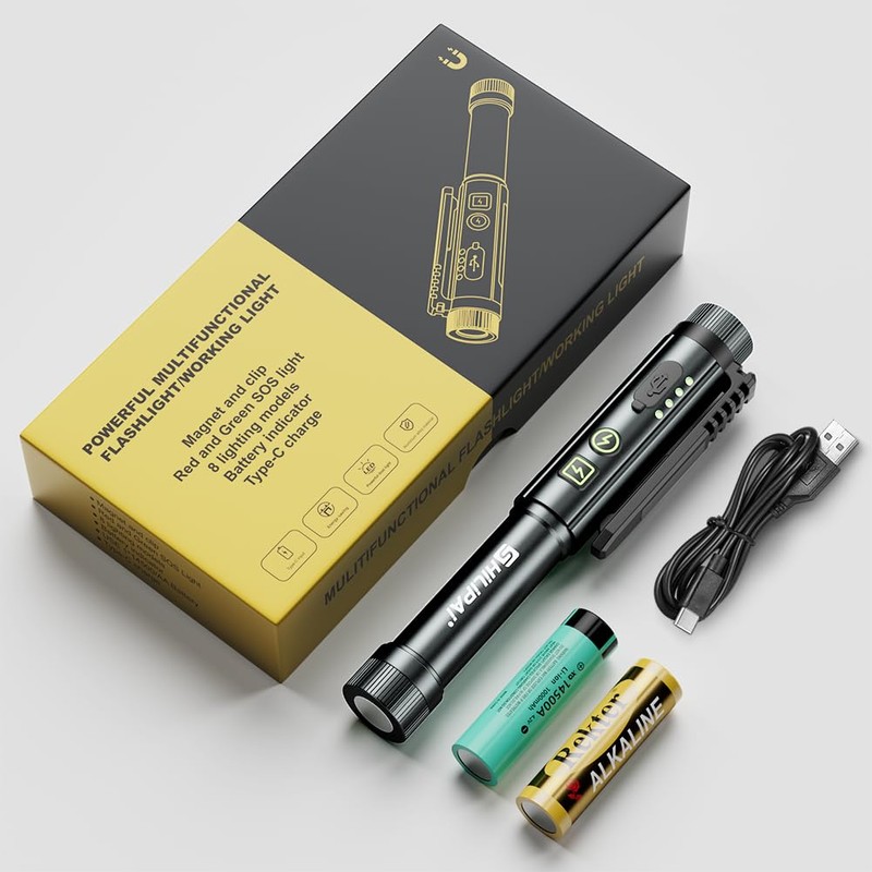 SHiLiPAi EDC Rechargeable Flashlight, Magnetic Mini LED with 8 Modes