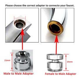 360 Degree Swivel Faucet Adapter, Female 22mm to 22mm Male NPT Thread Brass Kitchen Sink Faucet Adapter Water Purifier Tap Aerator Connector