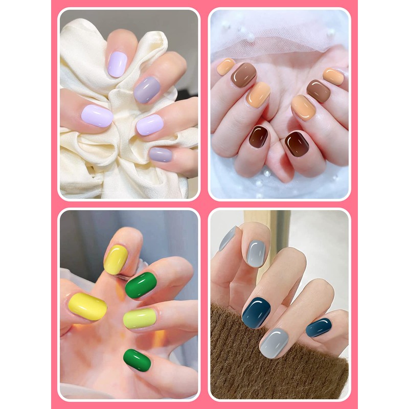 576 Pieces Artificial Nails, EBANKU Children's Square Short Fingernails, Round