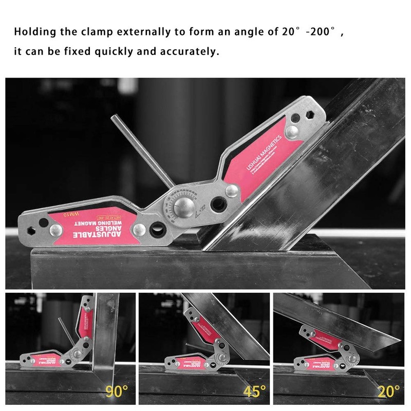 Adjustable Angle Welding Magnets with Wrench, 20-200 Degree Adjustable Angles
