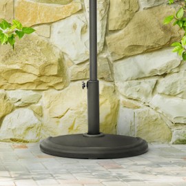 NUU GARDEN Patio Umbrella Base 17.7" Half Round Umbrella Stand, 20.9 LBS Heavy Duty Outdoor Umbrella Base Stand for Garden, Backyard, Poolside, Black