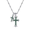 S925 Sterling Silver Green Zirconium Double Cross Pendant Men's And Women's Ins Hip Hop Sweater Chain Necklace