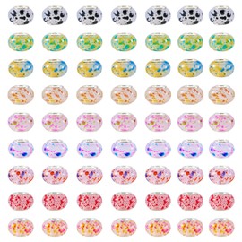 Boutigem 80 Pieces Opaque Acrylic Beads in 8 Styles Large Hole Plastic Rondelle Beads with Injection Ink Pattern for Earrings Bracelet Jewelry Making DIY Crafts