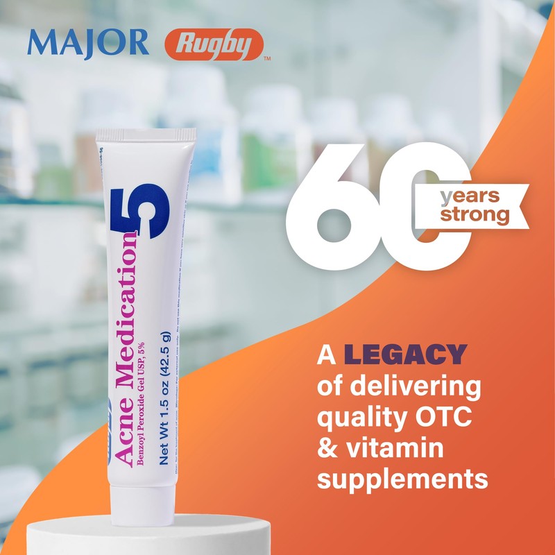 Rugby Acne Medication - Benzoyl Peroxide Gel USP 5% -