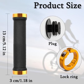 Bike Handlebar Grips - 4 Pcs Mountain Bicycle Grips Rubber Solid Color Soft Non-Slip Bicycle Handle Grip Universal Audlt for BMX, Scooter, Folding, Commuter (Blue+Gold)