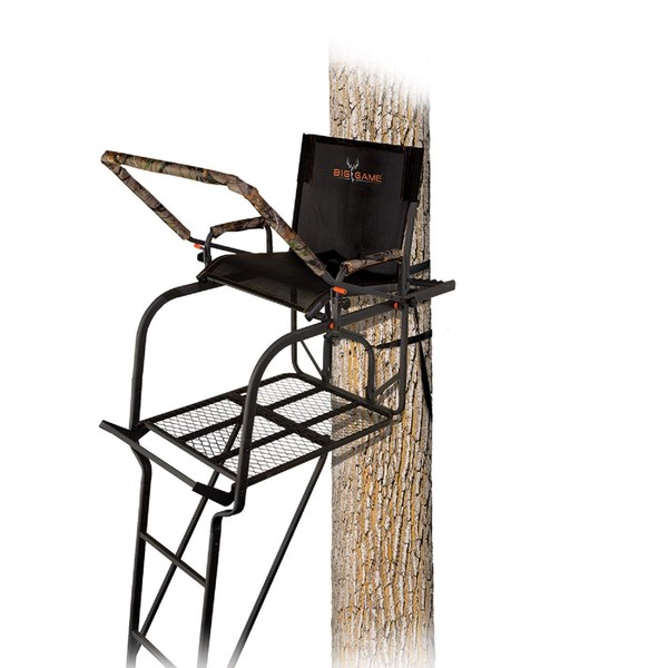 BIG GAME Hunter HD 1.5 Ladder Whitetail Deer Elk Mule Above Hunting Outdoors Flex-Tek Seat 18'6" Tall 1-Person Tree Stand,Black