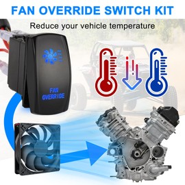PSLER UTV ATV Fan Override Switch Kit with Relay Engine Fan Rocker Switch Wiring Harness Kit Plug and Play for Maverick X3 Defender Commander RZR Ranger 800 900 XP 1000
