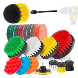 RETSAMV Elektrische Reinigungsbürste Set 25-TLG. – Bürstenaufsatz für Bohrmaschine – Drill Brush für Bad Küche Auto Felgen Fugen – Toilettenbürste Enthalten
