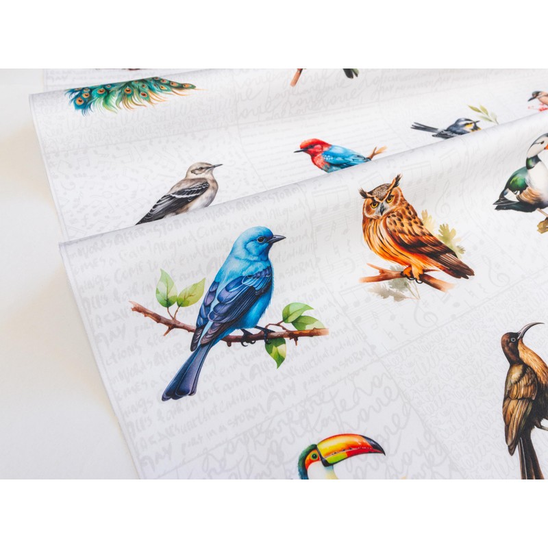 Lalikul Fabric Birds, 100% Cotton Pictures, 42 Different Motifs, Fat