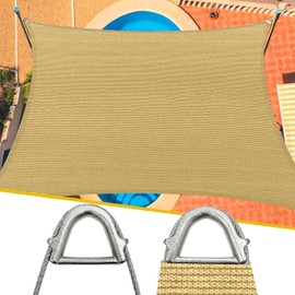 Reinforced Corners & Edges 20' x 24' Rectangle Sun Shade Sail Commercial Grade Curved Edge UV Block Canopy for Outdoor, Patio, Backyard, Garden, Pool, Deck, Heavy-Duty Design, Sand