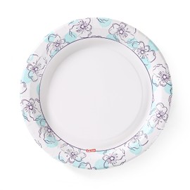 Glad Round Disposable Paper Plates, Blue Flower Pattern - Strong, Sturdy, Soak Proof, and Microwavable Decorative Plates for Dinner and Everyday Use, 10 Inch, 6 Count