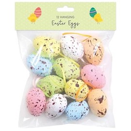 Tallon Decorative Assorted Hanging Easter Eggs Seasonal Decorations-12 Pack