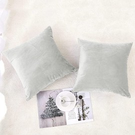 AMEHA Christmas Cushion Covers 45 x 45 cm 2 Pack Velvet Square Throw Pillow Cases Decorative White Cushion Cover for Sofa Bedroom Couch Living Room with Invisible Zipper (18 x 18 Inch)