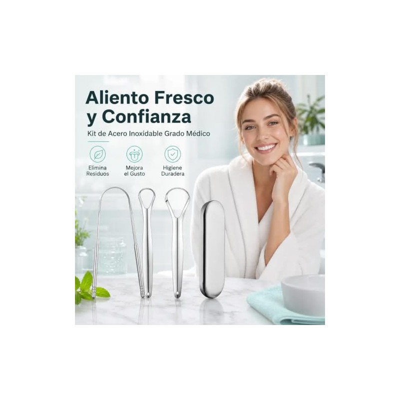 2pcs Set de 6 Limpiador de Lengua de Acero Inoxidable,con