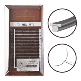 FELICIA [Dark Brown] Flat Lash Ultra Soft Eyelash Extensions Single Matsueku Eyelash D Curl 0.15 Thickness 0.03 - 0.5 inches (8 - 13 mm), Mixed