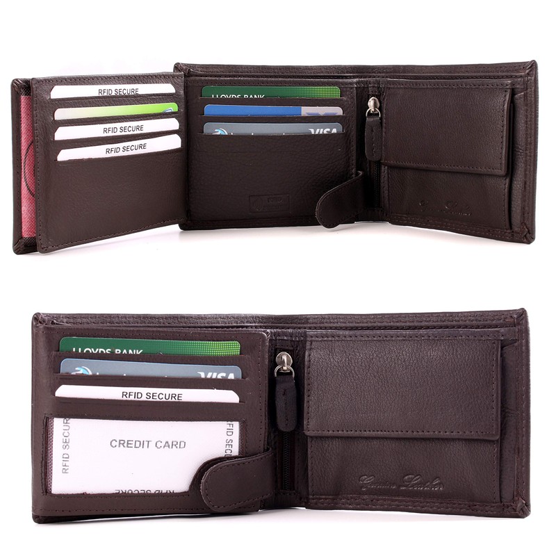 Wedmay Genuine Leather Wallet with RFID for Men's Coin Compartment