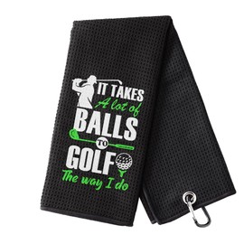 PIUFAM Funny Golf Towel, It Takes A Lot of Ball Golf Towel, Embroidered Golf Towels with Clip, Golf Accessories, Gift for Golfers, Golf Gifts for Men Birthday Father's Day